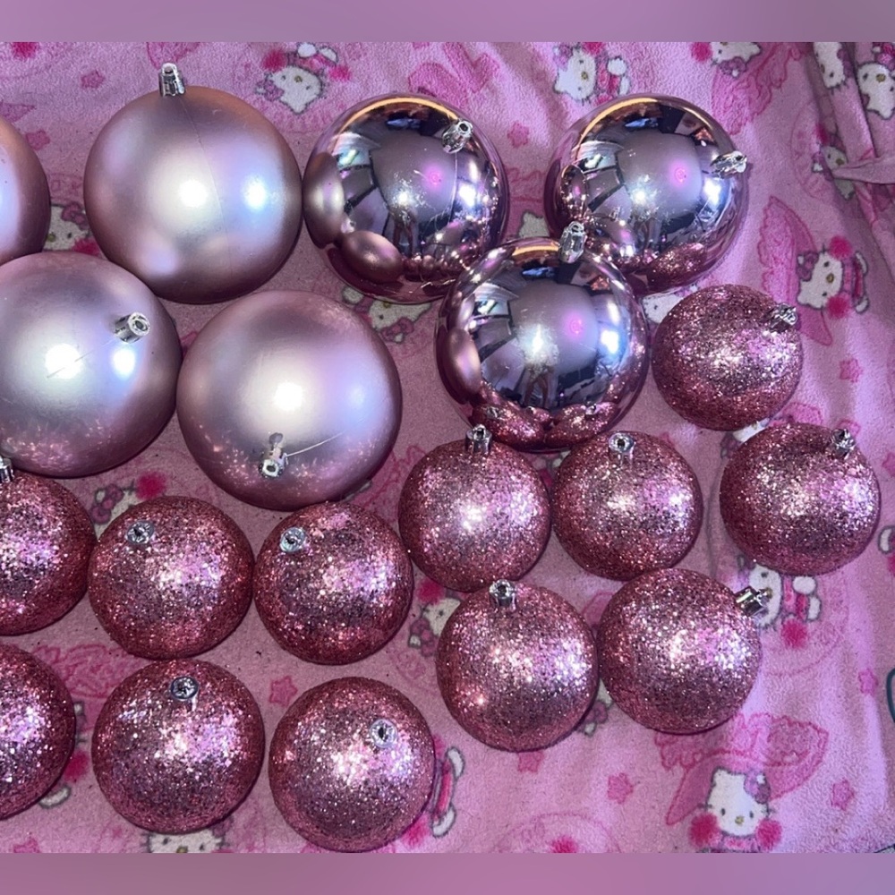 36 Ornaments set Rose Gold Pink, glitter, Metallic Holiday Ornaments - Picture 5 of 13